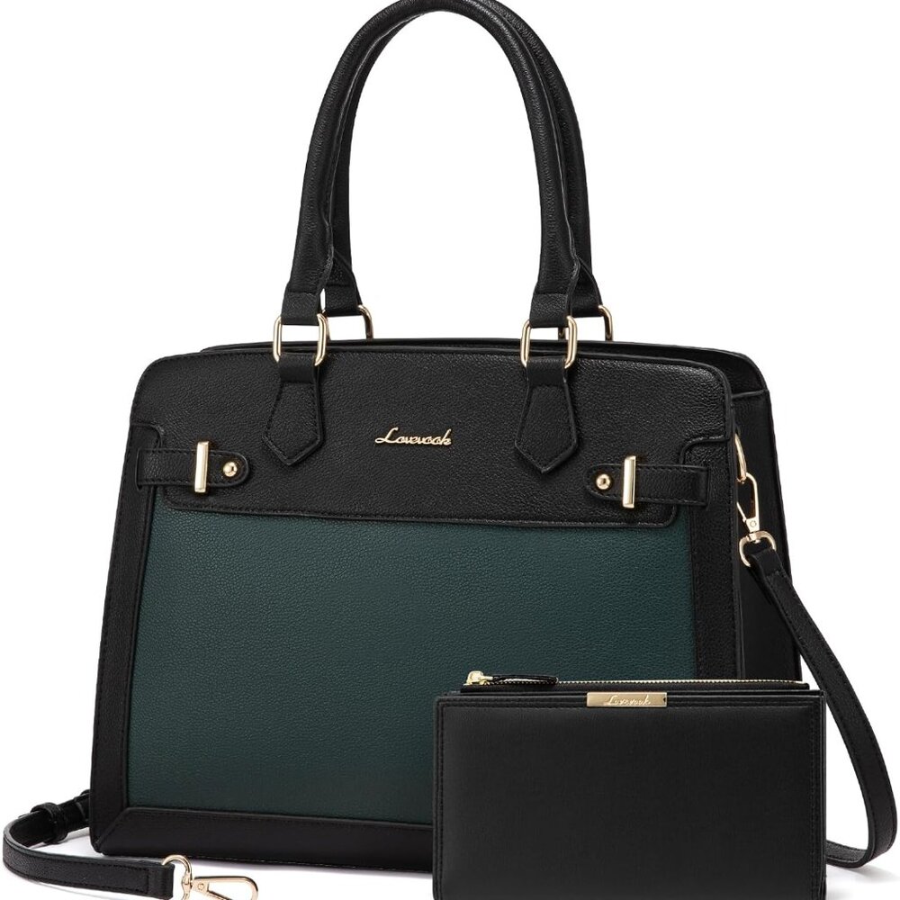 Purses and Handbags for Women, Tote Shoulder Bag Satchel Black Purse and PU Leat